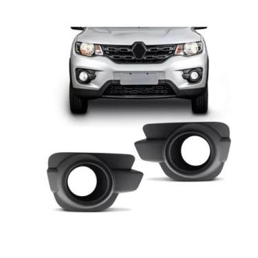 Imagem de Grade Moldura Milha Kwid 2018 2019 2020 Com Furo Preta - Marca Imports