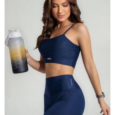 Imagem de Top de Alça Fina Fitness Feminino Atletyca  Conforto, Azul, P