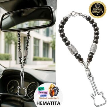 Imagem de Penduricalho Porta Chave Retrovisor de Carro Violão Música Prata - GRA