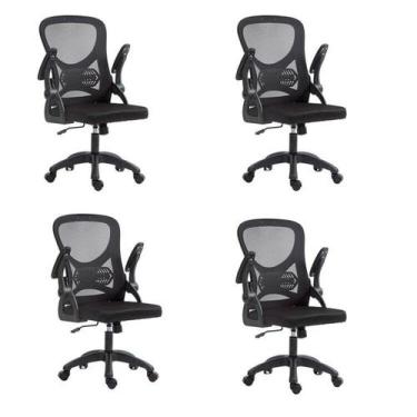 Imagem de Kit com 4 Cadeira Escritório Diretor Office Columbus com Tela Mesh - E