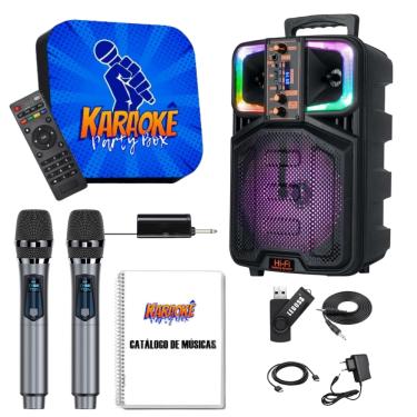 Imagem de Karaoke Party Box Profissional +2 Mic Sem Fio +Caixa De Som +2000 Músicas +CatálogoImpr...