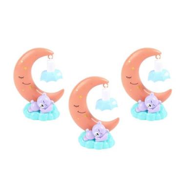 Imagem de Kit 3 Mini Luminária Pequena LED Infantil Mesa Decorativa Lua Abajur Q