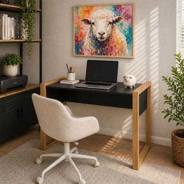 Imagem de Mesa Escritório Moderna Minimalista Office MDP MDF Freijo - Loja Sheep