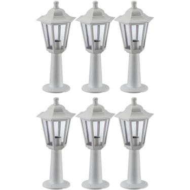 Imagem de 6 Balizadores Clássicos Brancos 44cm Luminárias de Chão Lente Transparente Gregos Dital