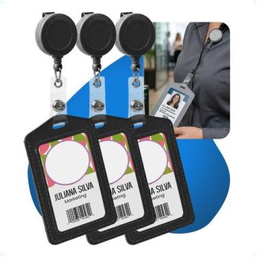 Imagem de Kit 3 Porta Credencial Retrátil Bilhete Único E Credencial - Hxt, Pret
