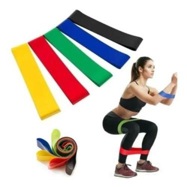 Imagem de Kit 5 Mini Band Fita Faixa Elástica Ginástica Pernas Musculação - LEQU