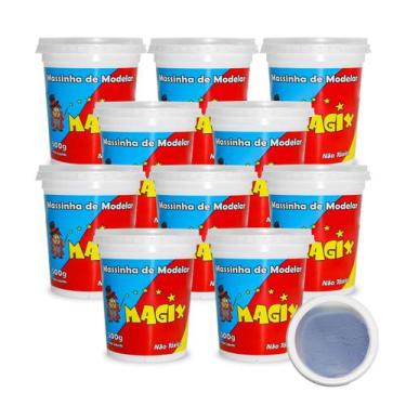 Imagem de Kit 10 Potes Massa Massinha de Modelar Infantil 500g Escolar - MAGIX K