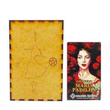 Imagem de Kit O Belo Oráculo Maria Padilha e Porta Tarô Caixa Madeira - Flash