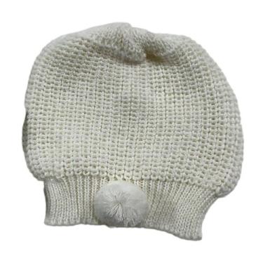 Imagem de Boina Touca Lã  Tricô Tricot Pompom Estilosa - YOYO, G, Branco
