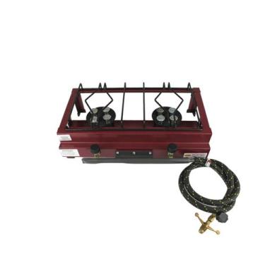 Imagem de Fogão Fogareiro 2 Boca Alta Pressão LX com Kit Gas Registro Mangueira 
