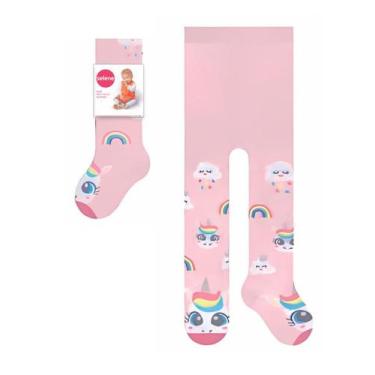 Imagem de Meia Calça Grossa Selene Bebê Em Algodão De Inverno Estampada, Rosa, B