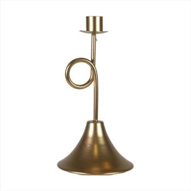 Imagem de Castiçal Porta Vela Metal Torcido Cor Bronze Dourado 21,5Cm - Magizi