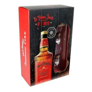 Imagem de Kit Jack Daniels Fire 750 ml + 02 copos de shot da marca - Jack Daniel