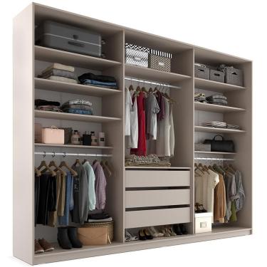 Imagem de Closet Casal Guarda Roupa sem Porta Pisa R02 3 Gavetas 9 Prateleiras Mdf 237cm Bege Lyam Decor