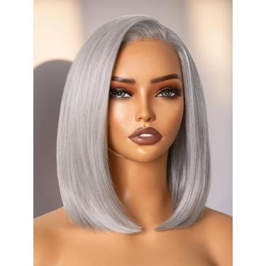 Imagem de Peruca frontal de renda sintética GORGIUS Silver Bob 30cm com destaque