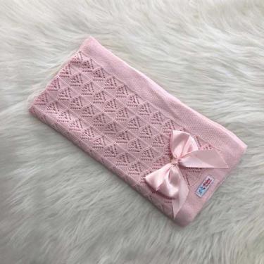 Imagem de Manta Bebe Tricô Maternidade Crochê - Mimo da Cegonha, Rosa bebê, RN