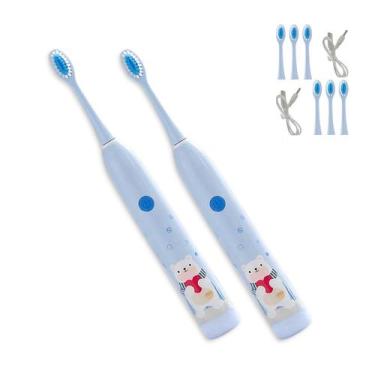 Imagem de Escova Dental Eletrica Kit 2 Uni Recarregavel 6 Modos Higiene Oral Gen
