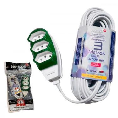 Imagem de Extensao Naticon Pp 2 Polos + Terra 0,75Mm Branca - 3M