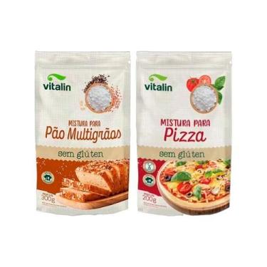 Imagem de Kit 2 Misturas Sem Glúten Vitalin: Pão Multigrãos, Pizza