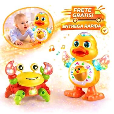 Imagem de Kit Brinquedo Musical Caranguejo Fujão e Patinho Dançarino com Luz Som e Movimento para Bebês Crianças