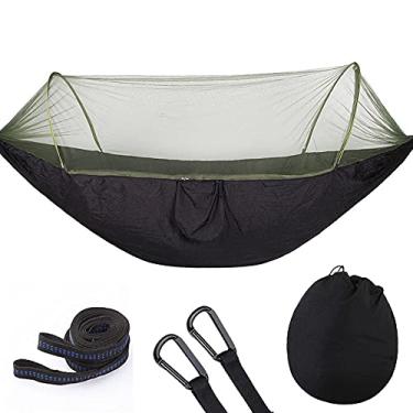 Imagem de Rede de acampamento, rede leve para viagem ao ar livre, com alças de rede para árvores, 73 x 352 cm Tamanho extra grande rede de nylon portátil para 2 pessoas para caminhadas, mochilão, jardim