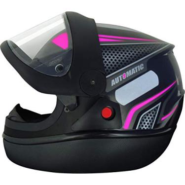 Imagem de Capacete FW3 AUTOMATIC PRETO COM ROSA 56 COM VISEIRA CRISTAL