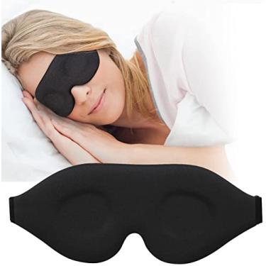 Imagem de Máscara de dormir 3D, máscara de olhos para dormir para mulheres homens, venda de noite de copo com contornos, tampa de olho de bloqueio de luz de luxo, sombra moldada com alça ajustável para viagem, soneca, ioga, preto