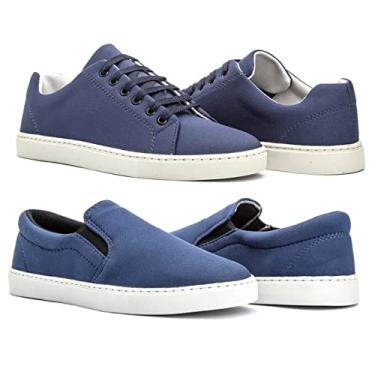 Imagem de Kit Novidade 2 Pares - Sapatênis e Slip On - Azul Cor:Azul;Tamanho:40;Gênero:Masculino