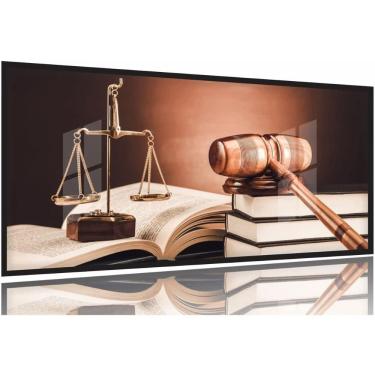 Imagem de Quadro Escritório Advocacia Direito Malhete Arte 130x60 Moldura Preta 2x2