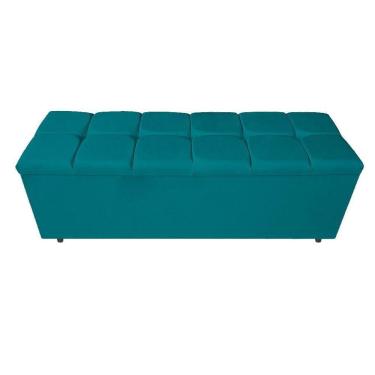 Imagem de Calçadeira Estofada Manchester 160cm Queen Size Suede Azul Turquesa