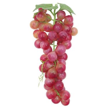 Imagem de Kit 2 Cachos De Uvas Avermelhadas Fruta Artificial De Silicone 34cm