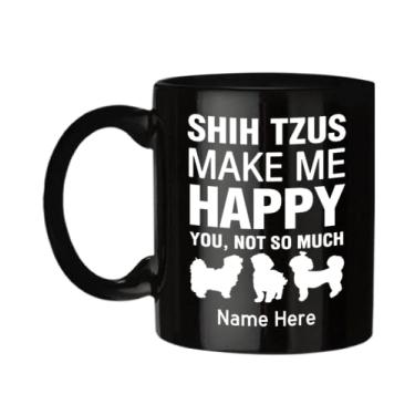 Imagem de Caneca Shih Tzu personalizada, Shih Tzu Make Me Happy, Itens para cães Shih Tzu, Caneca Shih Tzu, Presentes Shih Tzu, Presente Shih Tzu, Ideia de presente de aniversário de Natal, Caneca Shih Tzu com nome personalizado