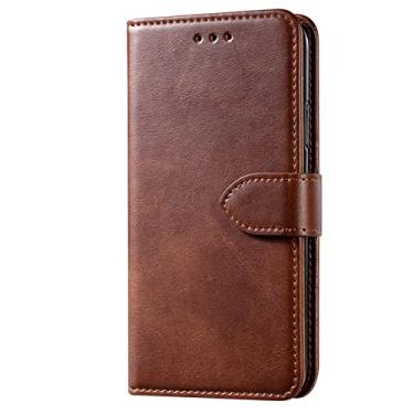 Imagem de Capa para iPhone 13/13 Pro/13 Pro Max, carteira flip à prova de choque com fecho magnético, função de suporte e compartimentos para cartão, marrom, 13pro 15,1 cm