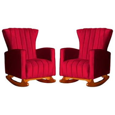 Imagem de Kit 02 Poltronas Decorativa Melinda Pés Balanço Veludo Cores - Ds Estofados