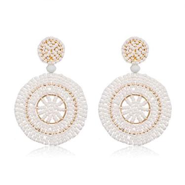 Imagem de CEALXHENY Brincos femininos com contas coloridas, feitos à mão, com contas, boho, declaração, miçangas, joias, presentes, Plástico, Sem pedra preciosa