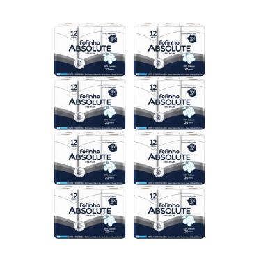 Imagem de Papel Higiênico Fofinho Absolute folha tripla 8 pacotes com 12 rolos de 20 metros