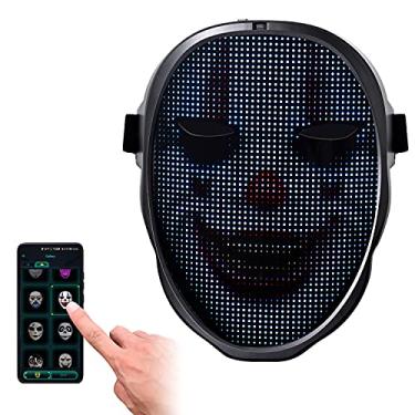 Imagem de Led Mask, Mobile APP Control Programmable DIY Display Image for Costume Cosplay Party Masquerade, Halloween Light Up Mask (Battery powered)