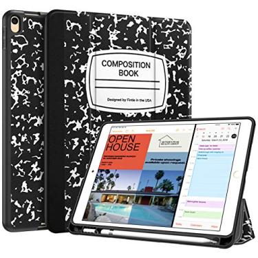 Imagem de Capa Fintie SlimShell para iPad Air 3ª Geração 10,5" 2019 / iPad Pro 10,5 polegadas 2017 com suporte de lápis integrado - Capa traseira de TPU macia e leve com suporte inteligente, despertar e dormir automaticamente, ZA-Composition Book Black