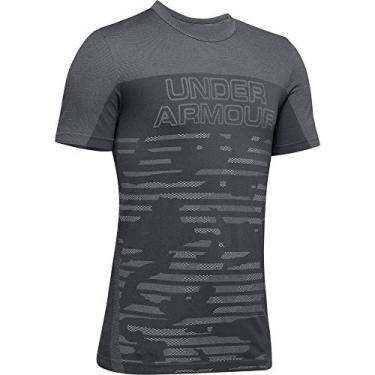 Imagem de Camiseta Under Armour para meninos sem costura, Pitch Gray (012)/Mod Gray, Youth X-Small