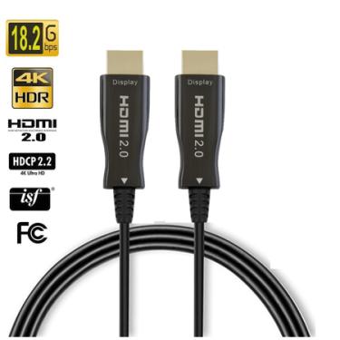 Imagem de Cabo Fibra Óptica Ativa (AOC) Hdmi 2.0 4K 60Hz / 18Gbps de Alta Velocidade (100 Metros)