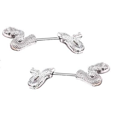 Imagem de Par de bijuterias com barra de anel para mamilo e corpo de cobra 14 protetores de calibre