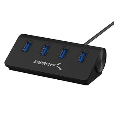 Imagem de SABRENT Hub USB 3.0 de 4 portas – design de alumínio, hub de dados portátil com cabo de 0,8 m para iMac, MacBook, PC - Preto (HB-MC3B)