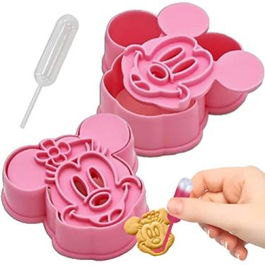 Imagem de Molde para cortadores de biscoito em forma de Mickey e Minnie Mouse – Conjunto de cortadores de biscoito da Minnie Mouse e Mickey Mouse – 5,5 cm de orelha a orelha, 3,8 cm de metade do rosto, 4 cm de altura. 2 cm de espessura