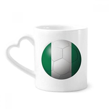 Imagem de Caneca de futebol com bandeira nacional da Nigéria caneca de café cerâmica copo de coração de vidro