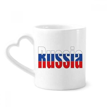 Imagem de Caneca com nome da bandeira do país da Rússia caneca de café cerâmica copo de coração de vidro