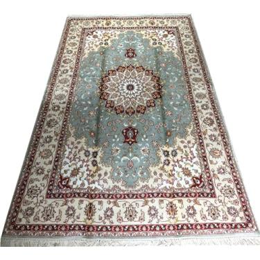 Imagem de Tapete de design oriental de seda artesanal de 1,2 m x 1,8 m