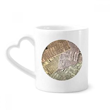 Imagem de Caneca de fundo com estampa de veias de jornal café cerâmica copo de coração de vidro