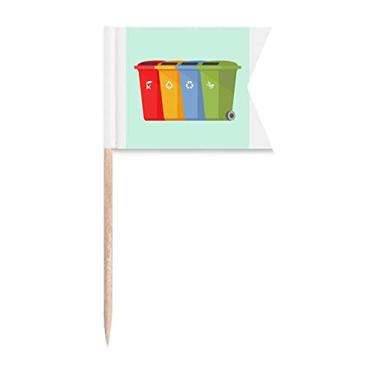 Imagem de Care Environment Classifique lixeira bandeiras de palito de dente, marcação de rotulagem para bolo de festa, prato de queijo