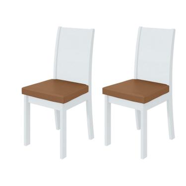 Imagem de Conjunto com 2 Cadeiras Athenas Sintético Caramelo e Branco