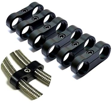 Imagem de Braçadeira de alumínio preto 10AN - AN10 Braçadeiras de montagem de combustível ótimas para combustível 5/8, óleo, freio, água e linha de gás, 6 peças/pacote